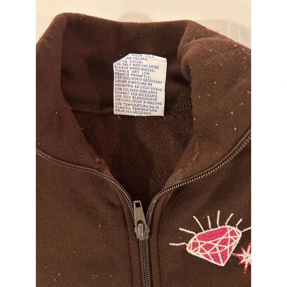 Basic Editions Toddler Girls Brown Fleece Diamond Zip Up Vest 18M